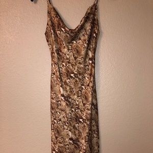midi length satin snake skin dress